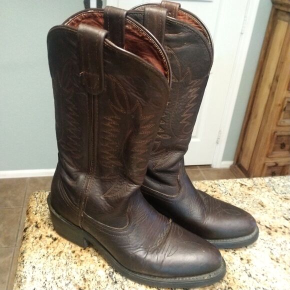DD TUFF Cowboy Work Mens Boots Size 9 D Brown USA Vintage Western EUC main image 7